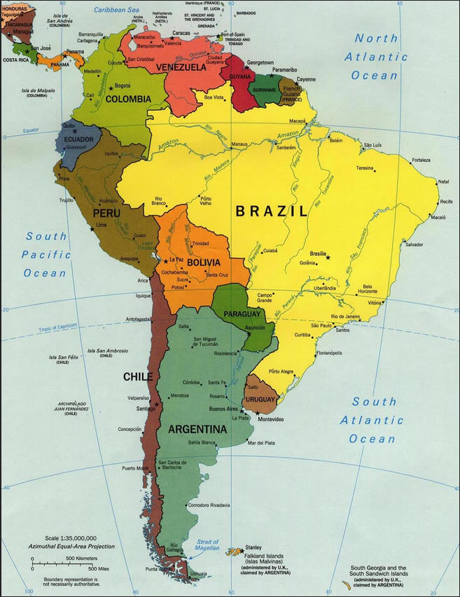 Güney Amerika Haritası