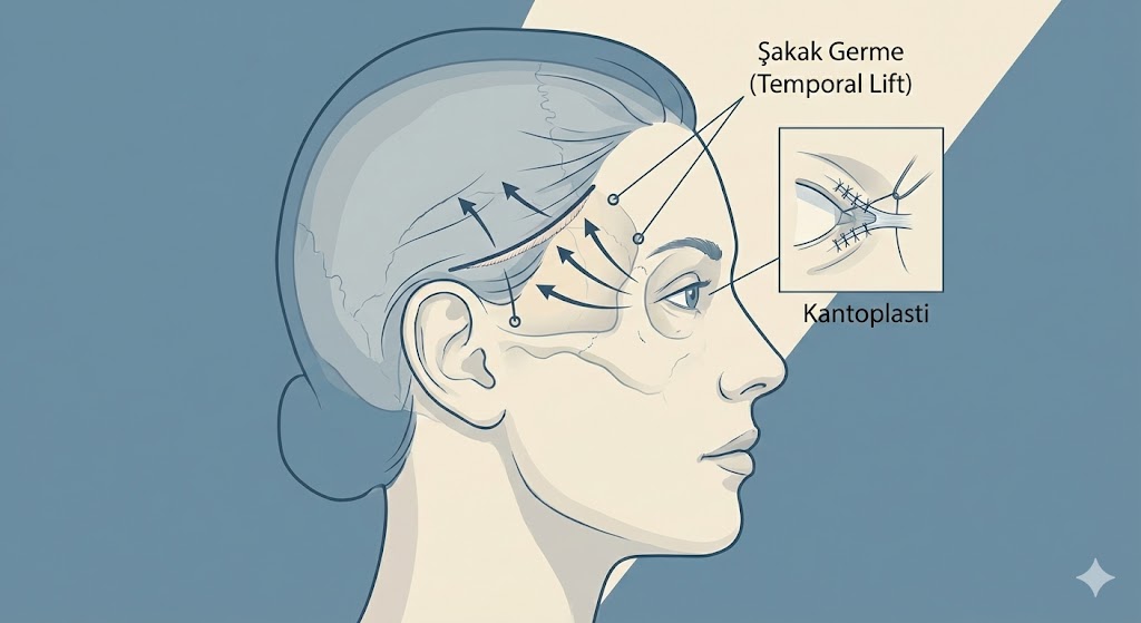 B. Cerrahi Yöntem (Şakak Germe ve Kantoplasti)